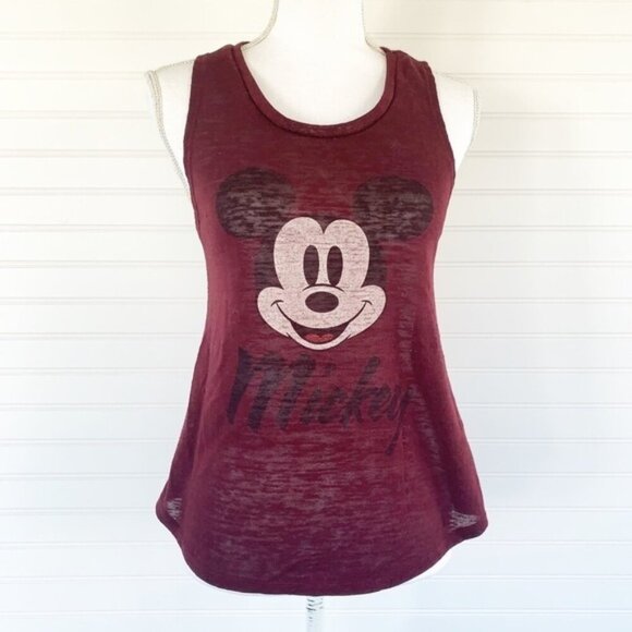 Disney Mickey Mouse burgundy tank top Size M - Picture 1 of 5